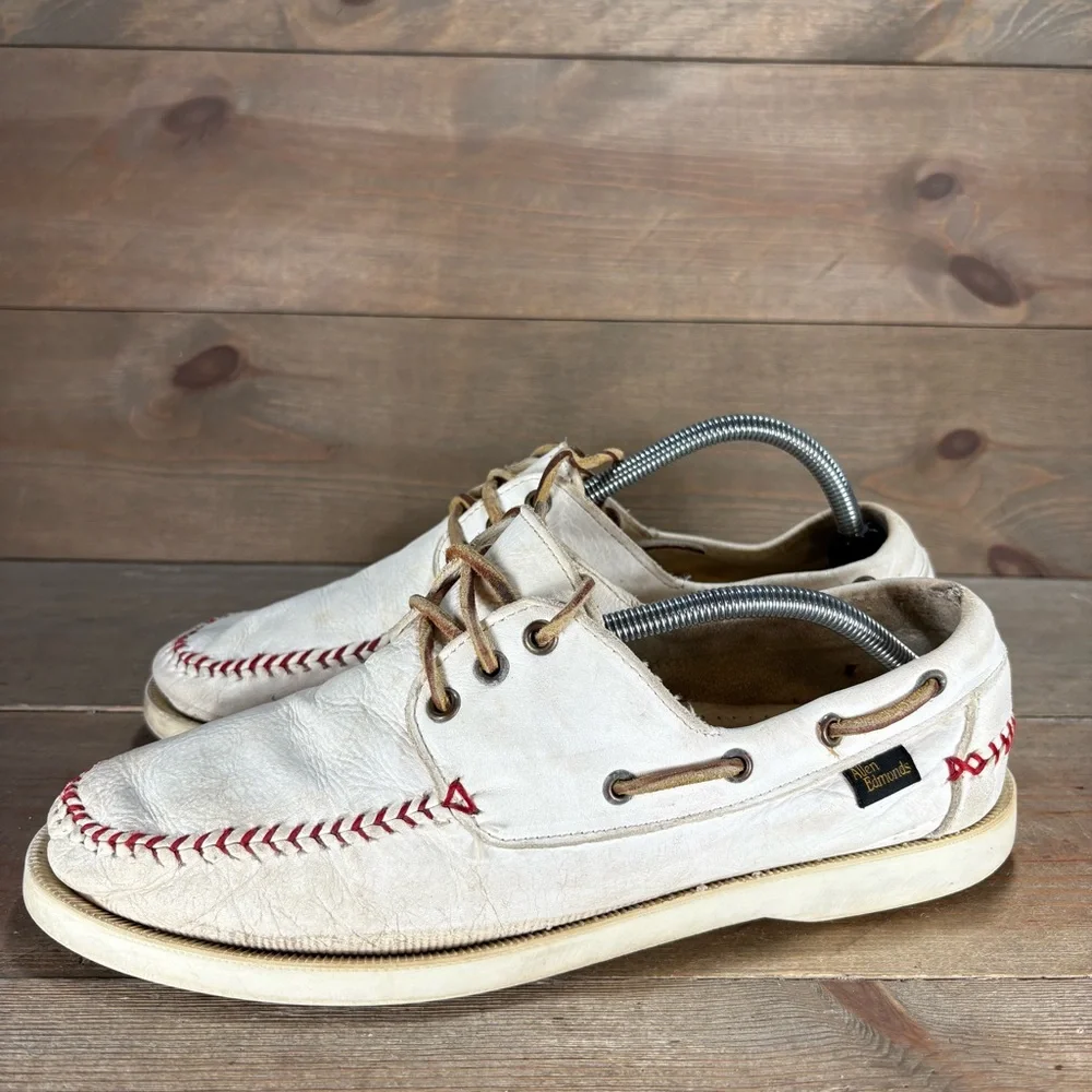 Allen Edmonds fastball mens size 9 shoes white leather comfort boat shoes
